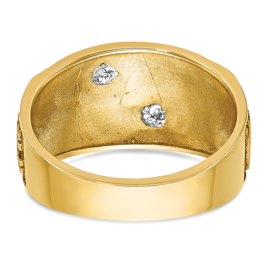 10k Two-tone Men's Polished and Textured with Multi-color Enamel Masonic Shriner's Ring