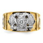 14k Two-tone Men's Polished and Textured 32nd Degree Scottish Rite Masonic Ring Mounting, Mounting Only - Sophia Jewelers