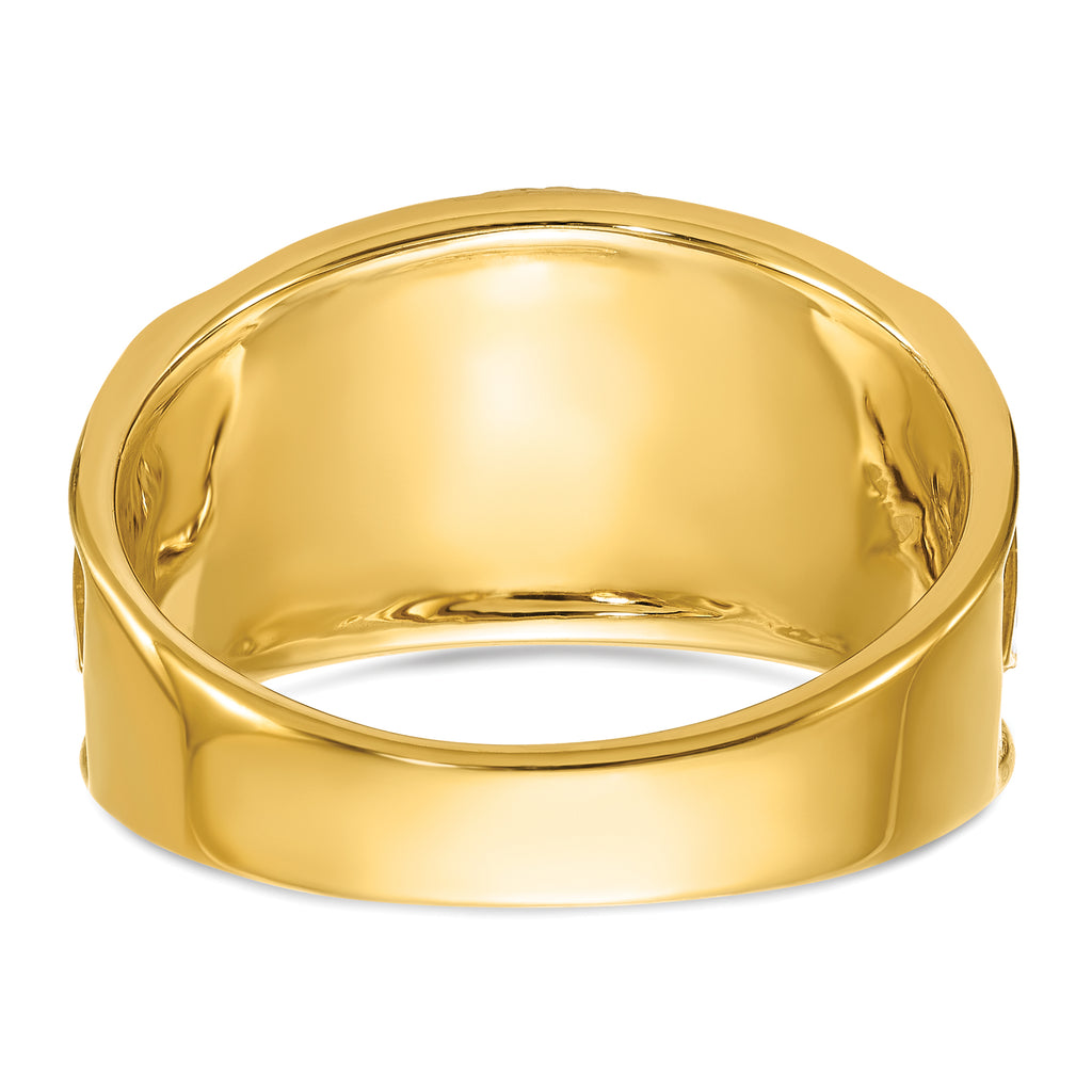 14k Two-tone Men's Polished and Textured 32nd Degree Scottish Rite Masonic Ring Mounting, Mounting Only - Sophia Jewelers