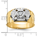 14k Two-tone Men's Polished and Textured 32nd Degree Scottish Rite Masonic Ring Mounting, Mounting Only - Sophia Jewelers