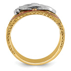 10k Two-tone Men's Polished and Textured with Multi-color Enamel Masonic Shriner's Ring