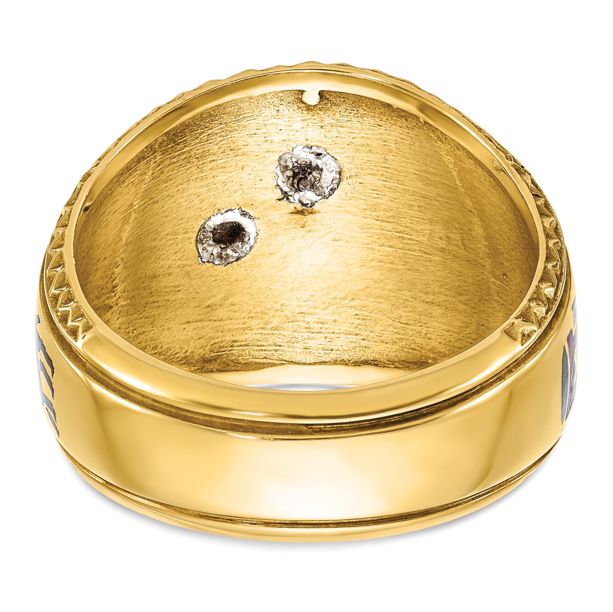 10k Two-tone Men's Polished and Textured with Multi-color Enamel Masonic Shriner's Ring