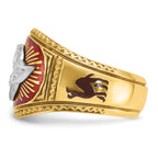 14k Two-tone Men's Polished and Textured with Multi-color Enamel Masonic Shriner's Ring