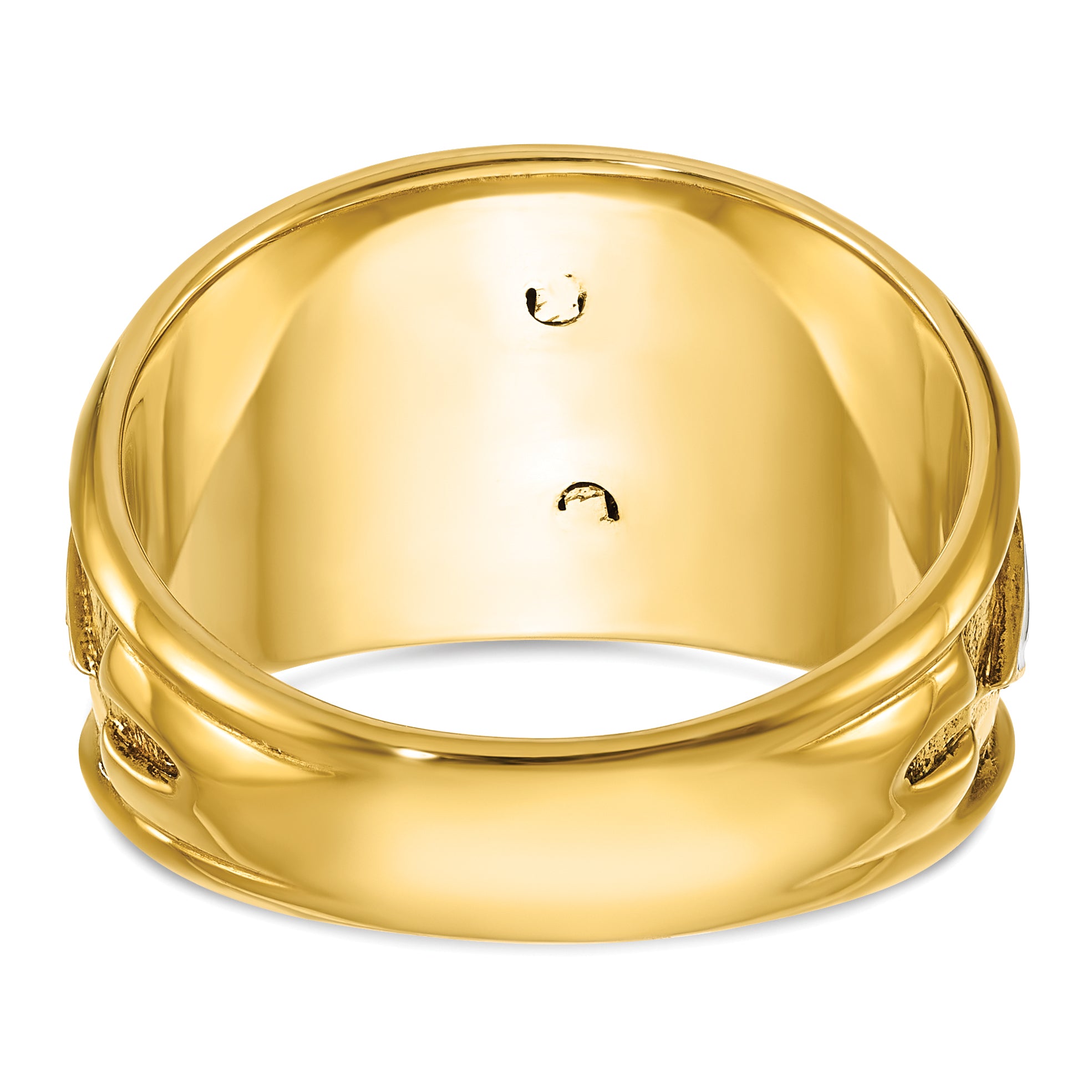 10k Two-tone Men's Polished and Textured with Black and White Enameled and Diamond 32nd Degree Scottish Rite Masonic Ring