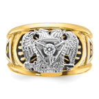 14k Two-tone Men's Polished and Textured with Black and White Enameled and Diamond 32nd Degree Scott - Sophia Jewelers