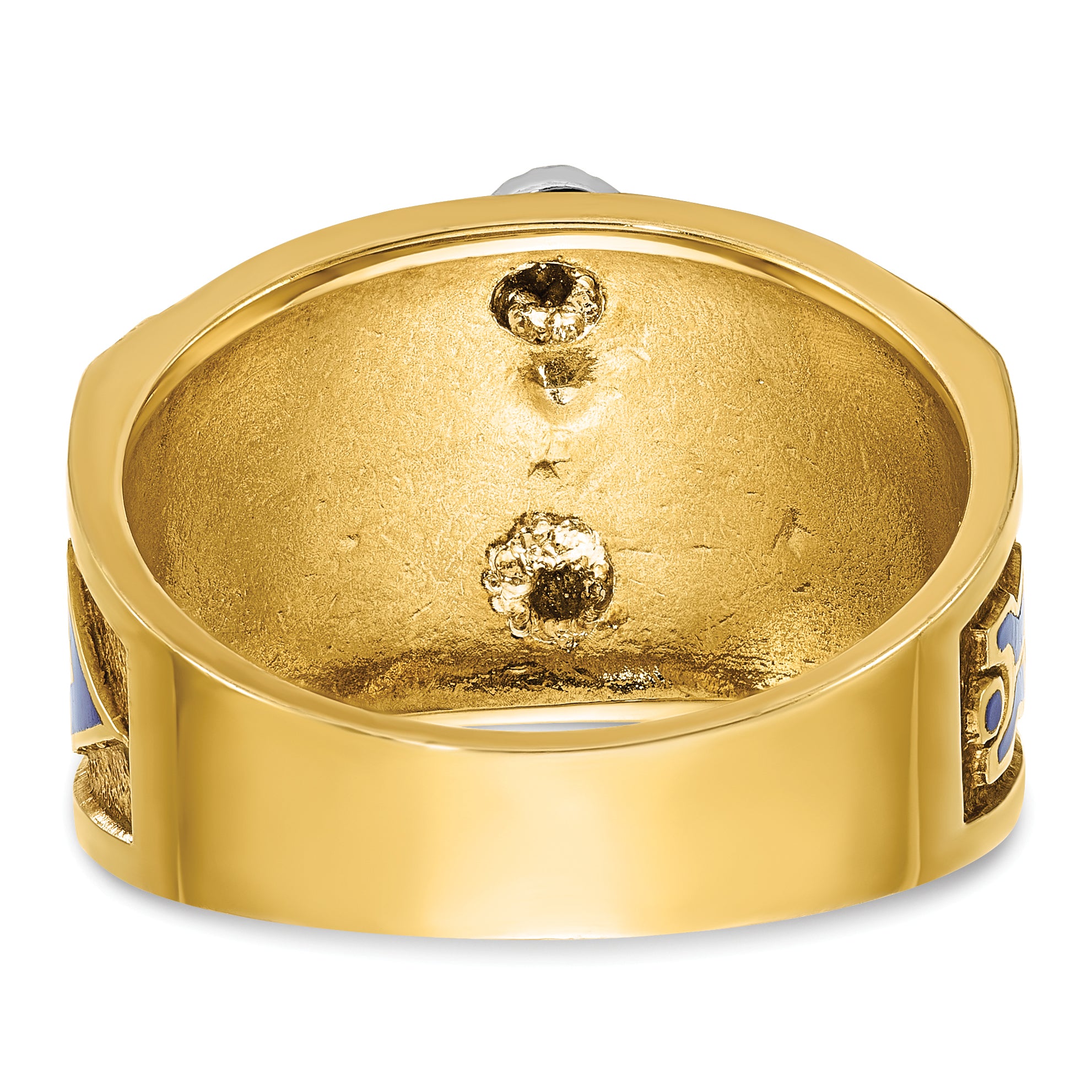 14k Two-tone Men's Polished and Textured Blue Lodge Master Masonic Ring Mounting, Mounting Only - Sophia Jewelers