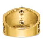 14k Two-tone Men's Polished and Textured with Blue and Black Enamel Diamond Blue Lodge Master Masoni - Sophia Jewelers