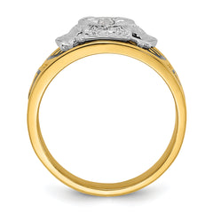 10k Two-tone Men's Polished and Textured with Black Enamel and Diamond 32nd Degree Scottish Rite Masonic Ring
