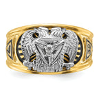 14k Two-tone Men's Polished and Textured 32nd Degree Scottish Rite Masonic Ring Mounting, Mounting Only - Sophia Jewelers