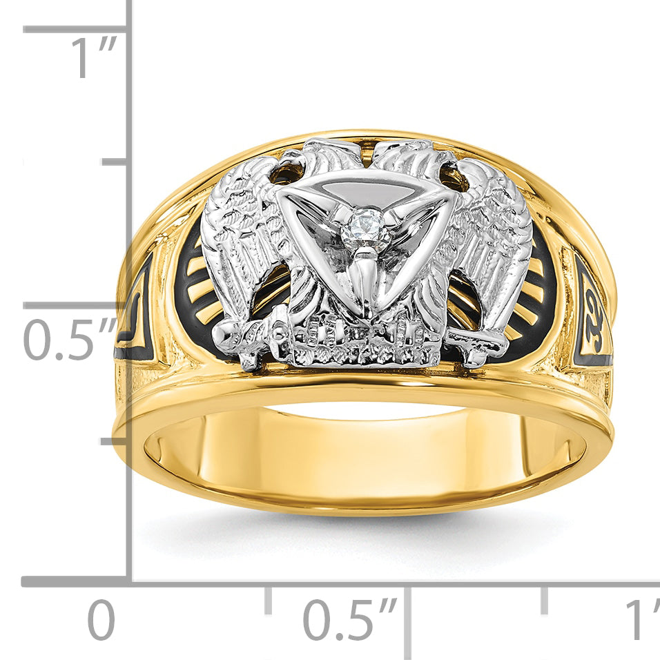 14k Two-tone Men's Polished and Textured 32nd Degree Scottish Rite Masonic Ring Mounting, Mounting Only - Sophia Jewelers