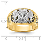 14k Two-tone Men's Polished and Textured with Black Enamel and Diamond 32nd Degree Scottish Rite Mas - Sophia Jewelers