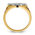 10k Two-tone Men's Polished with Multi-color Enamel and Diamond Masonic Shriner's Ring