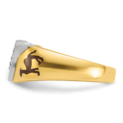 10k Two-tone Men's Polished with Multi-color Enamel and Diamond Masonic Shriner's Ring