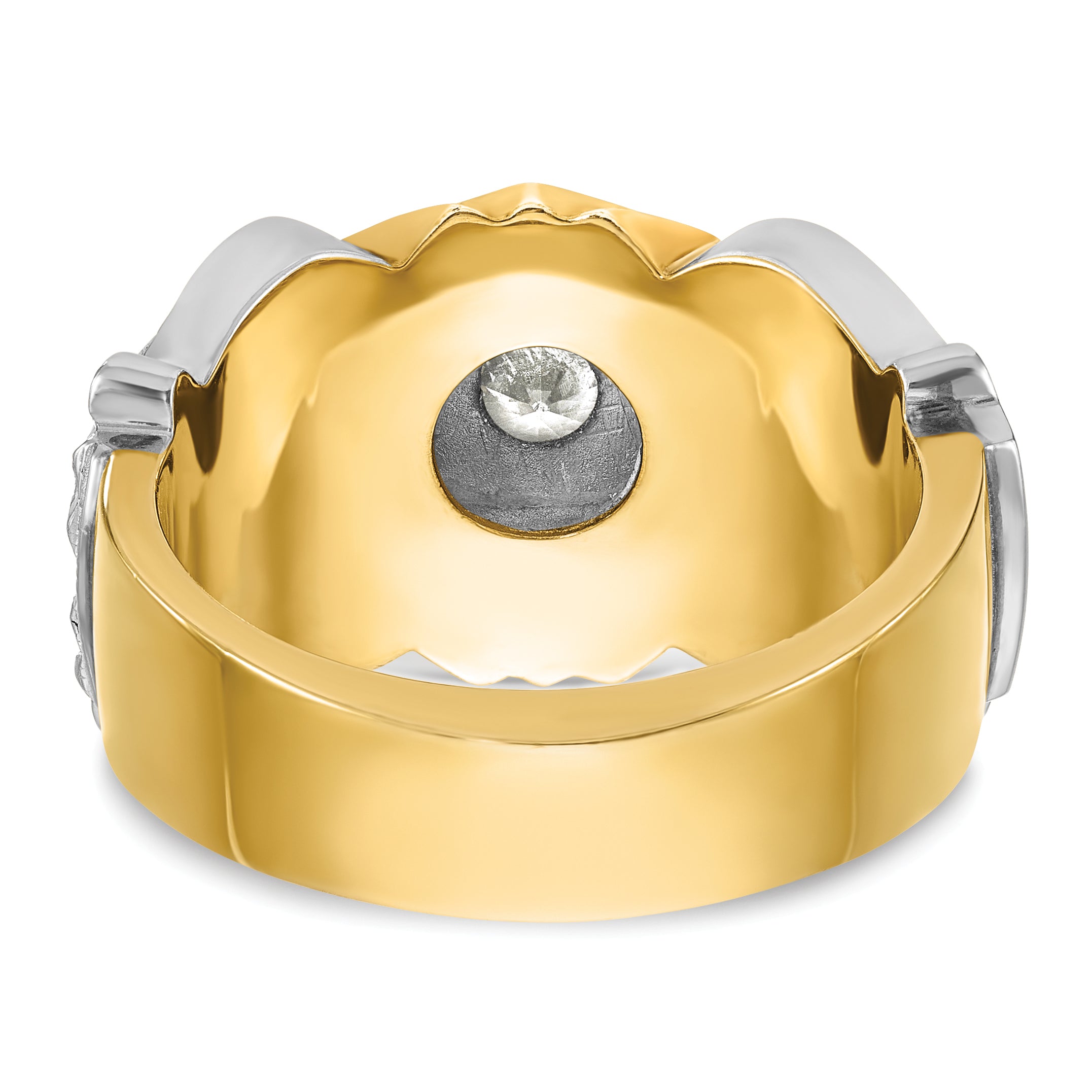 10k Two-tone Men's Polished and Textured with Multi-color Enamel and Diamond Knights Templar Masonic Shriner's Ring