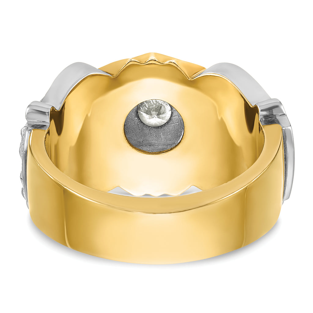 14k Two-tone Men's Polished and Textured Knights Templar Masonic Shriner's Ring Mounting, Mounting Only - Sophia Jewelers