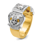 14k Two-tone Men's Polished and Textured with Multi-color Enamel and Diamond Knights Templar Masonic - Sophia Jewelers