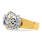 14k Two-tone Men's Polished and Textured with Multi-color Enamel and Diamond Masonic Shriner's Ring - Sophia Jewelers
