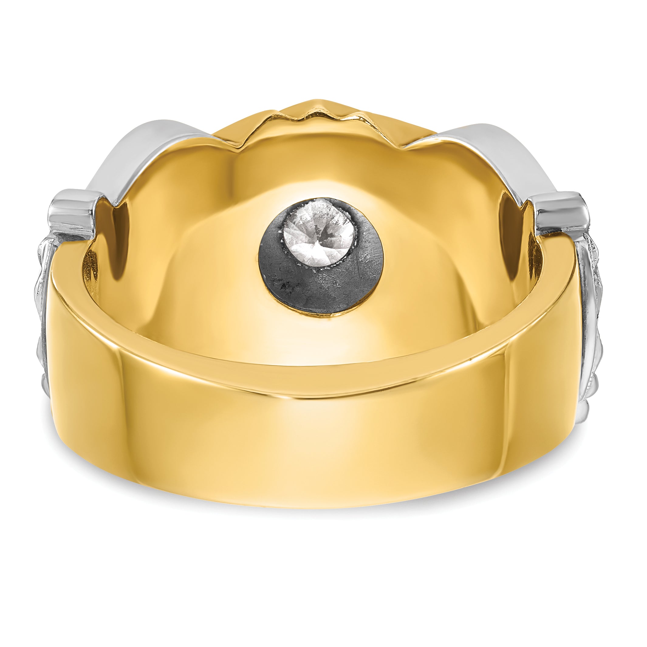 14k Two-tone Men's Polished and Textured with Multi-color Enamel and Diamond Masonic Shriner's Ring - Sophia Jewelers