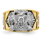 14k Two-tone Men's Polished and Textured 32nd Degree Scottish Rite Masonic Ring Mounting, Mounting Only - Sophia Jewelers