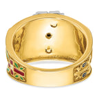 14k Two-tone Men's Polished and Textured with Multi-color Enamel and Diamond 32nd Degree Scottish Ri - Sophia Jewelers
