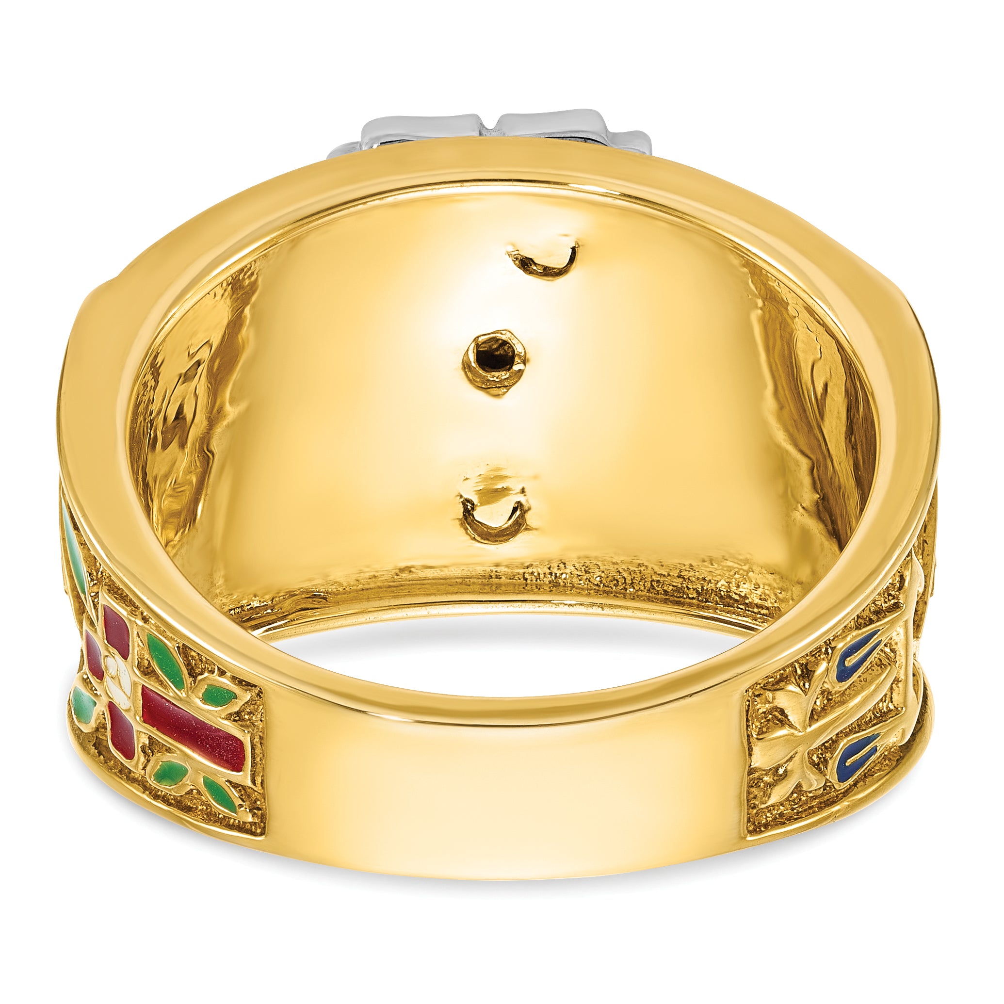 14k Two-tone Men's Polished and Textured 32nd Degree Scottish Rite Masonic Ring Mounting, Mounting Only - Sophia Jewelers
