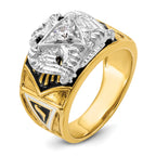 14k Two-tone Men's Polished and Textured 32nd Degree Scottish Rite Masonic Ring Mounting, Mounting Only - Sophia Jewelers