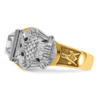 14k Two-tone Men's Polished and Textured 32nd Degree Scottish Rite Masonic Ring Mounting, Mounting Only - Sophia Jewelers