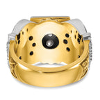 14k Two-tone Men's Polished and Textured 32nd Degree Scottish Rite Masonic Ring Mounting, Mounting Only - Sophia Jewelers