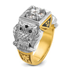 14k Two-tone Men's Polished and Textured with Black Enamel and Diamond 32nd Degree Scottish Rite Mas - Sophia Jewelers