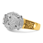 14k Two-tone Men's Polished and Textured 32nd Degree Scottish Rite Masonic Ring Mounting, Mounting Only - Sophia Jewelers