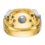 14k Two-tone Men's Polished and Textured with Black Enamel and Diamond 32nd Degree Scottish Rite Mas - Sophia Jewelers