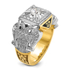 14k Two-tone Men's Polished and Textured with Black Enamel and Diamond 32nd Degree Scottish Rite Mas - Sophia Jewelers