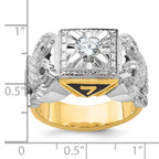 14k Two-tone Men's Polished and Textured 32nd Degree Scottish Rite Masonic Ring Mounting, Mounting Only - Sophia Jewelers