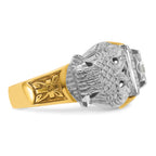 14k Two-tone Men's Polished and Textured with Black Enamel and Diamond 32nd Degree Scottish Rite Mas - Sophia Jewelers