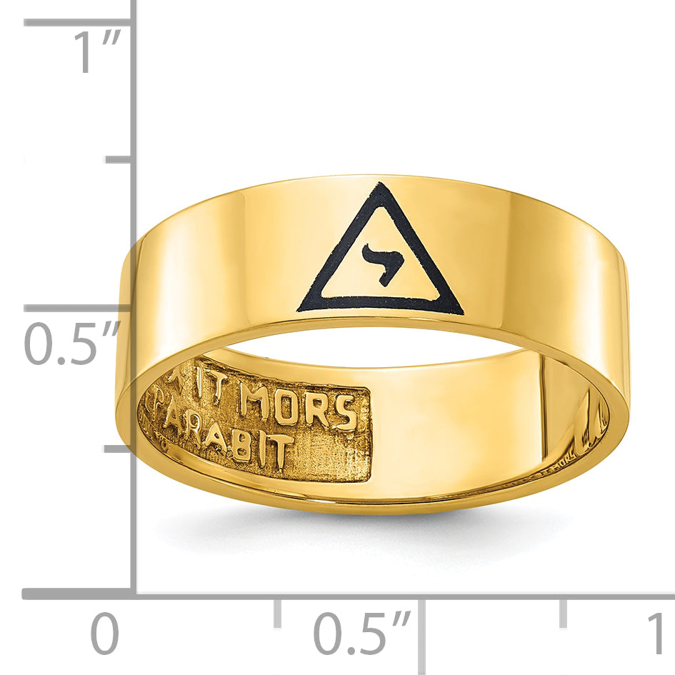 10k Men's Polished with Black Enamel 14th Degree Grand Elect Masonic Ring