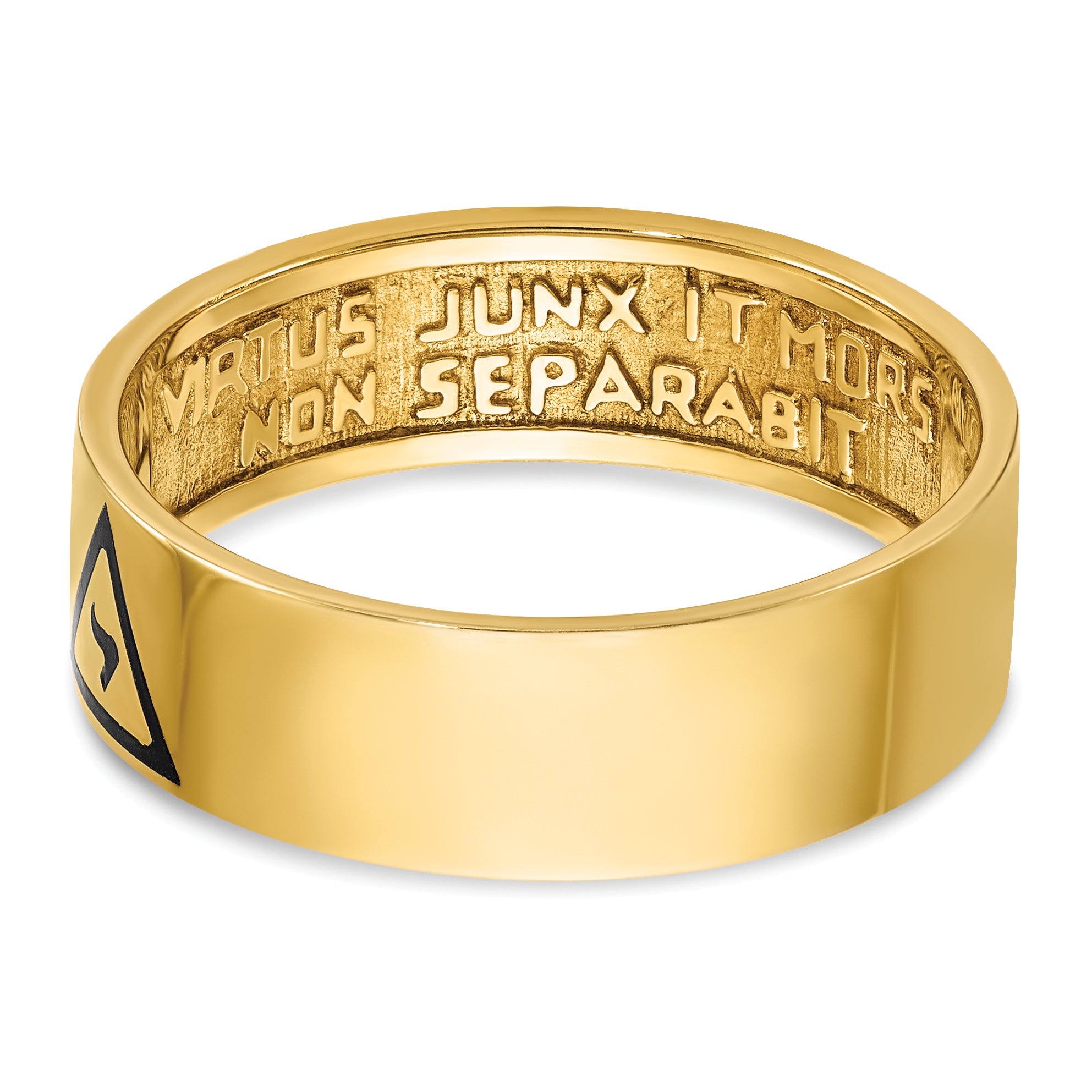 10k Men's Polished with Black Enamel 14th Degree Grand Elect Masonic Ring