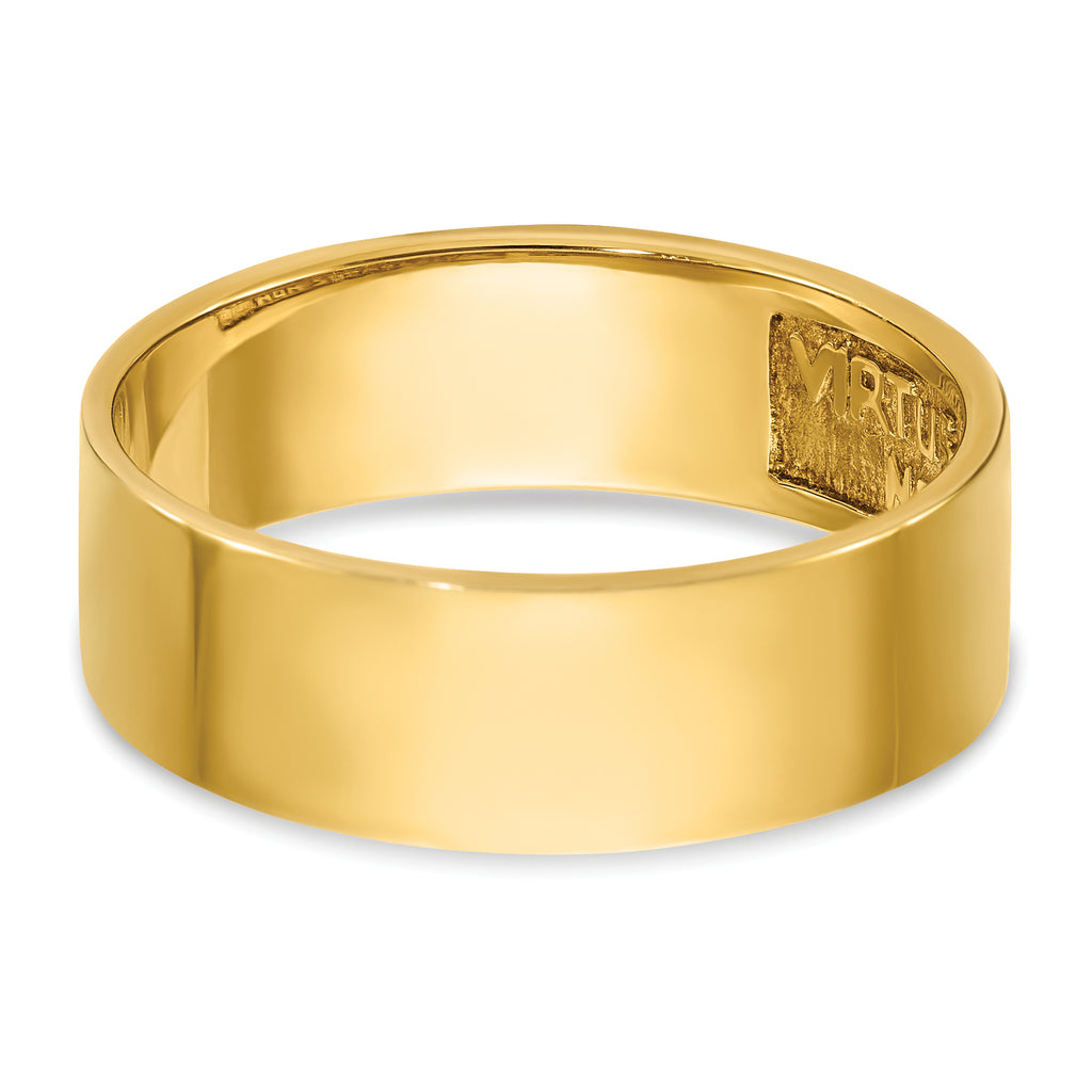 14k Men's Polished with Black Enamel 14th Degree Grand Elect Masonic Ring