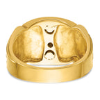 14k Two-tone Men's Polished and Textured with Blue and Black Enamel Diamond Blue Lodge Master Masoni - Sophia Jewelers
