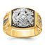 14k Two-tone Men's Polished and Textured with Blue and Black Enamel Diamond Blue Lodge Master Masoni - Sophia Jewelers