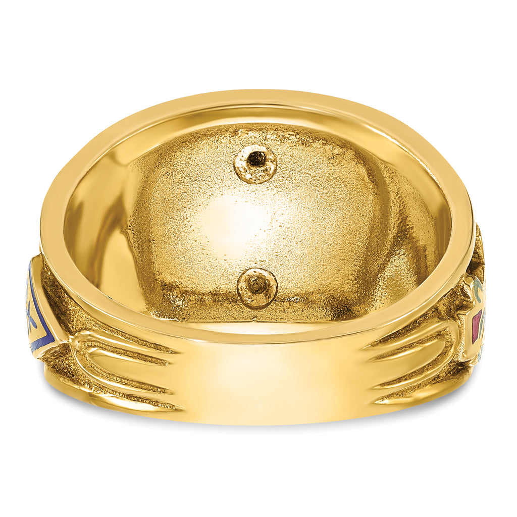 10k Two-tone Men's Polished and Textured with Multi-color Enamel Active 33rd Degree Masonic Ring