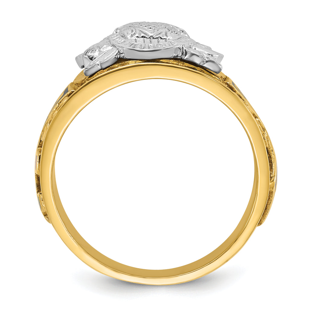 14k Two-tone Men's Polished and Textured with Multi-color Enamel Active 33rd Degree Masonic Ring