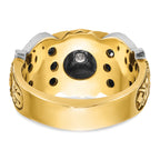 14k Two-tone Men's Polished and Textured 32nd Degree Scottish Rite Masonic Ring Mounting, Mounting Only - Sophia Jewelers