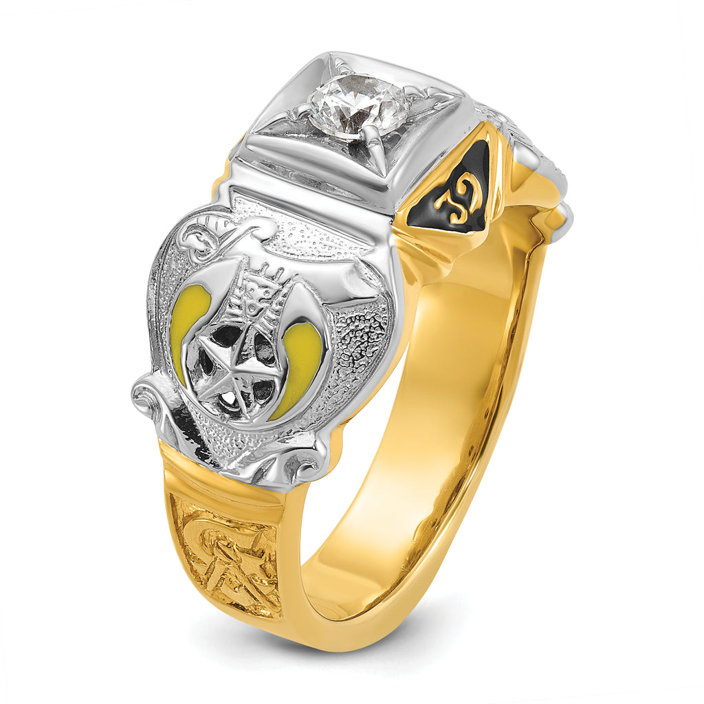 14k Two-tone Men's Polished and Textured Double Eagle Masonic Shriner's Ring Mounting, Mounting Only - Sophia Jewelers