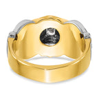 14k Two-tone Men's Polished and Textured Blue Lodge Master Masonic Ring Mounting, Mounting Only - Sophia Jewelers
