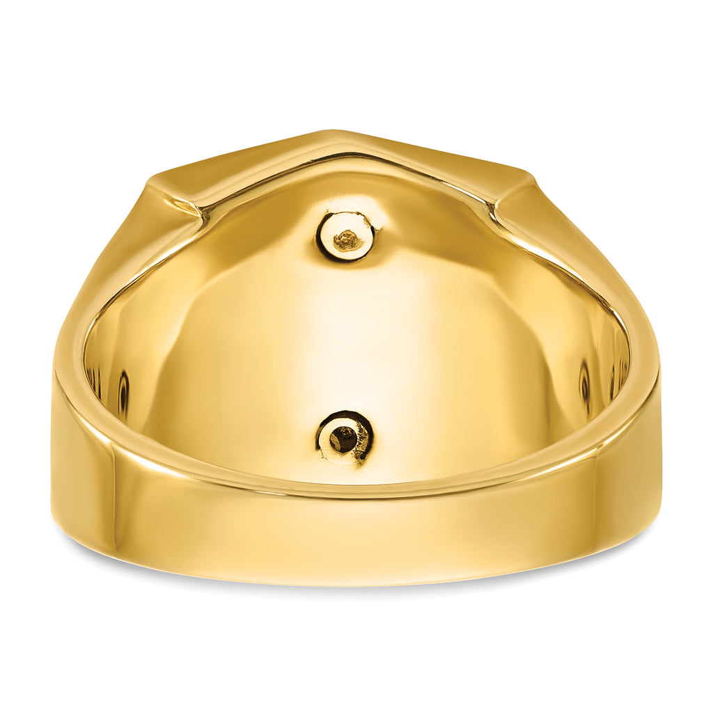 14k Two-tone Men's Polished and Textured Sun Ray Blue Lodge Master Masonic Ring