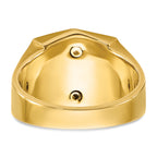 14k Two-tone Men's Polished and Textured Sun Ray Blue Lodge Master Masonic Ring