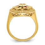 14k Women's Polished and Textured with Multi-color CZ and Diamond Eastern Star Masonic Ring - Sophia Jewelers