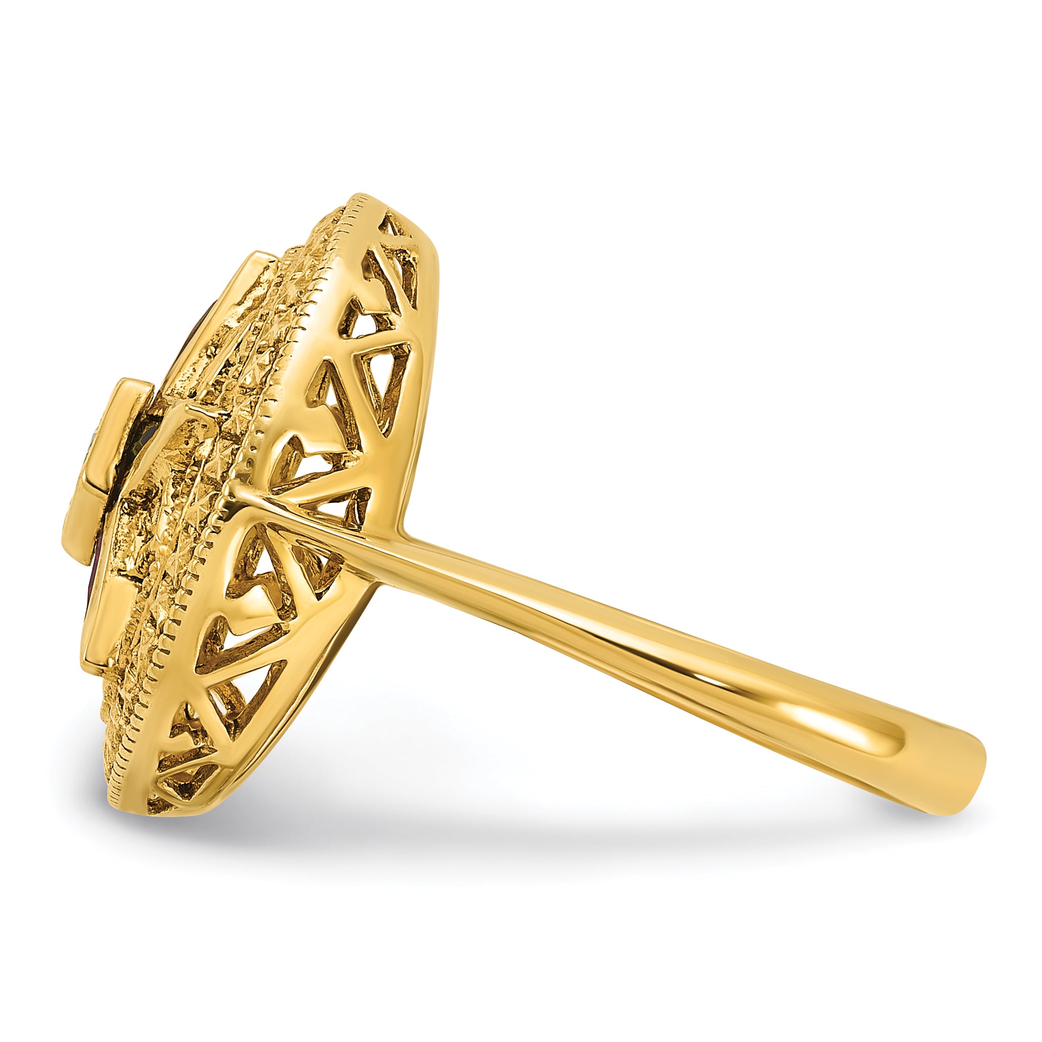 14k Women's Polished and Textured Eastern Star Masonic Ring Mounting, Mounting Only - Sophia Jewelers