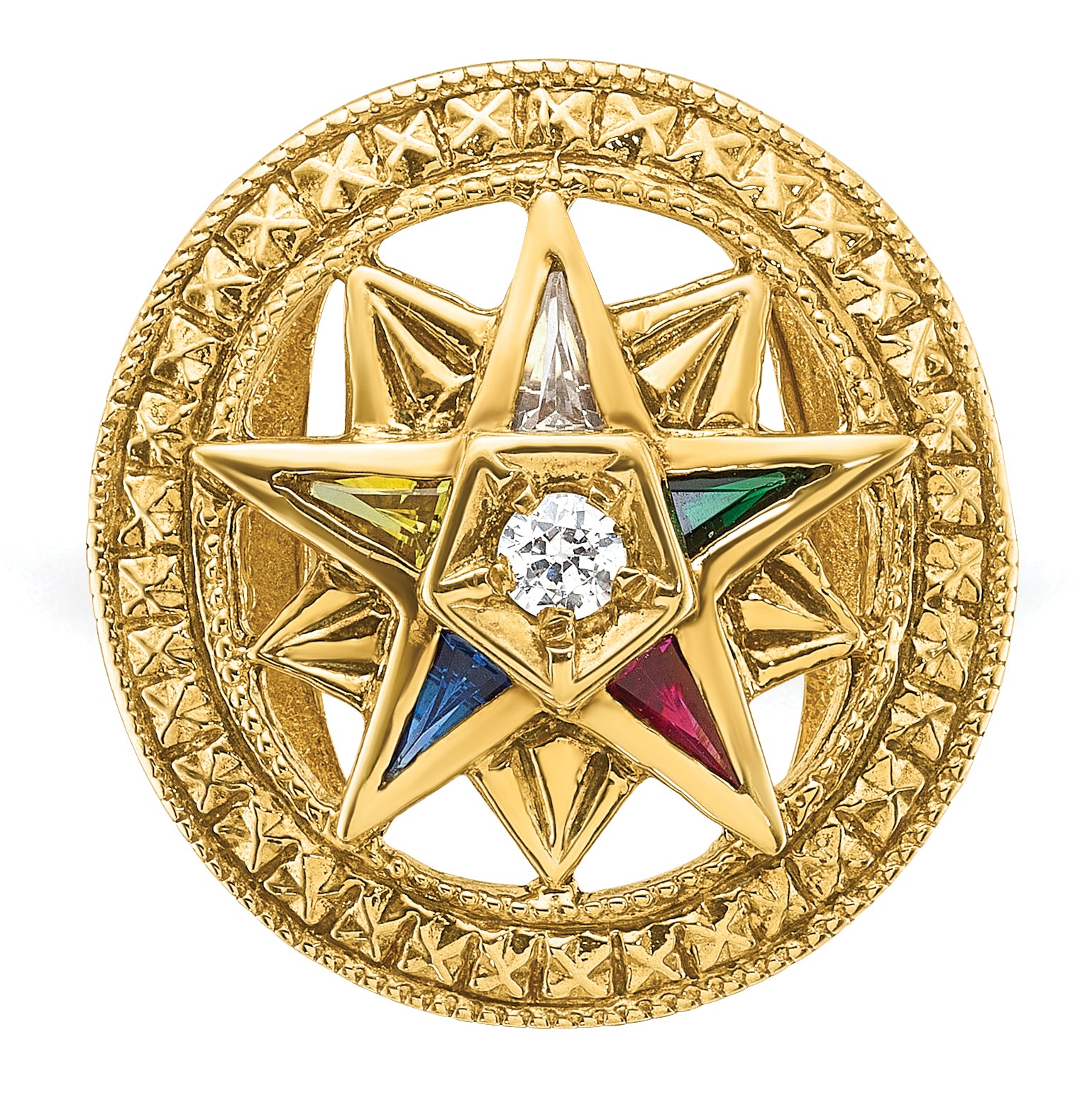 14k Women's Polished and Textured Eastern Star Masonic Ring Mounting, Mounting Only - Sophia Jewelers