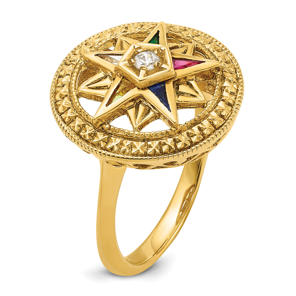 14k Women's Polished and Textured Eastern Star Masonic Ring Mounting, Mounting Only - Sophia Jewelers